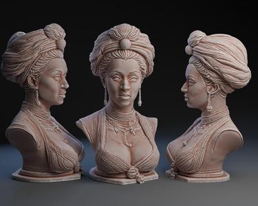 Bust of Louisiana Creole practitioner of Voodoo / + Planter Version