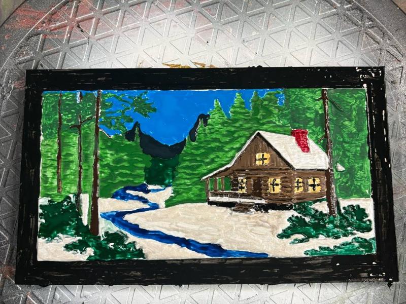 Log cabin relief