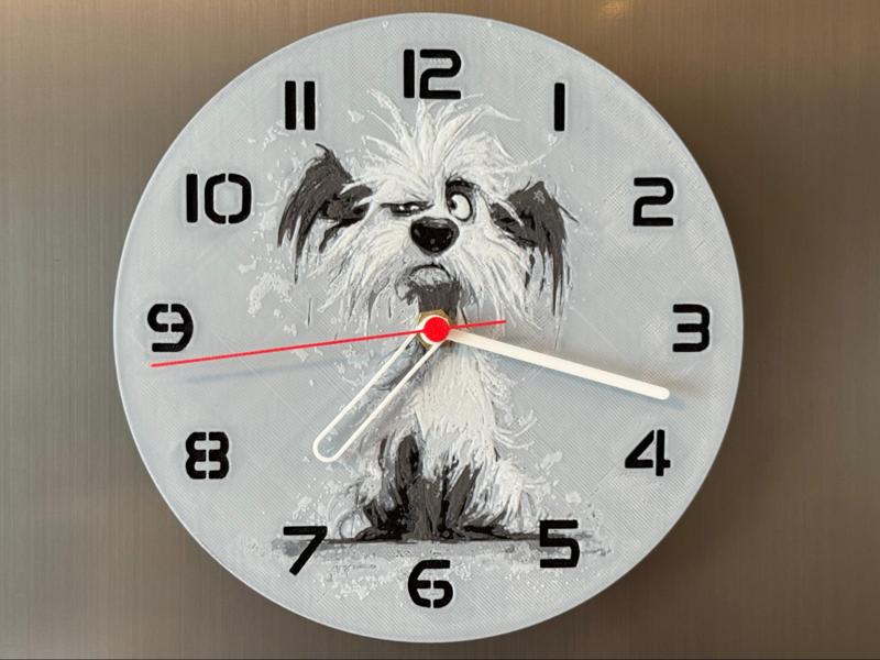 wall / desk clock crazy weird dog