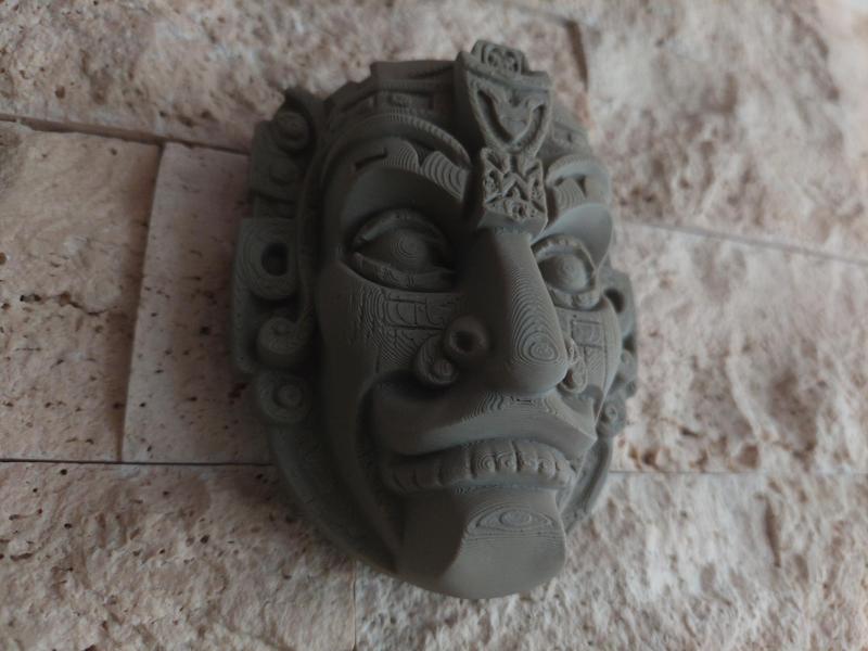 Ancient Mayan Stone Face Sculpture v5