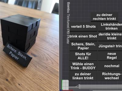 drunken jenga drinking game wobbly tower German
