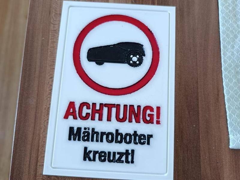 Warning sign - Beware of lawn mower robot