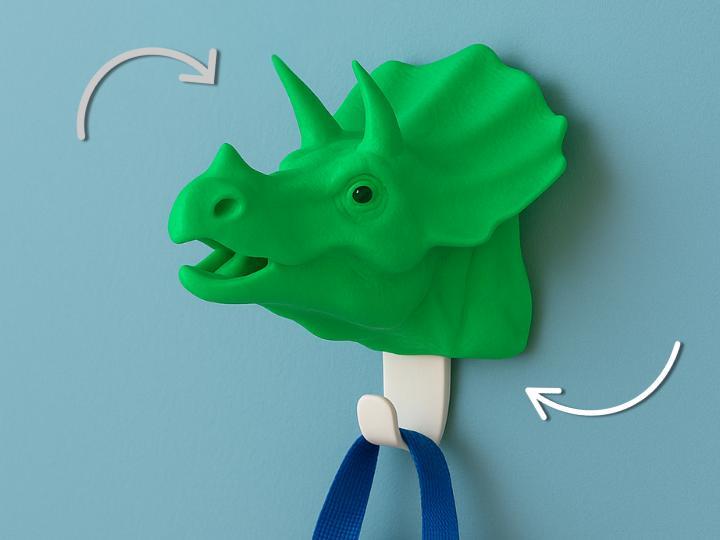 Swappable Dino (Triceratops) Wall Hook