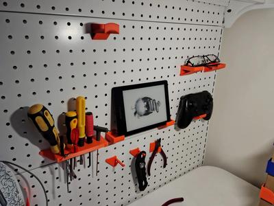 Pegboard hooks, racks, glasses holders, tool racks, handle holders, and freely expandable racks; 6mm holes, 25mm spacing; suitable for hardware enthusiasts