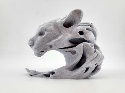 tiger cat sculpture stone or wood