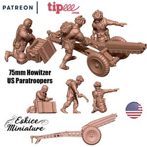 75mm howitzer US paratroopers - 28mm