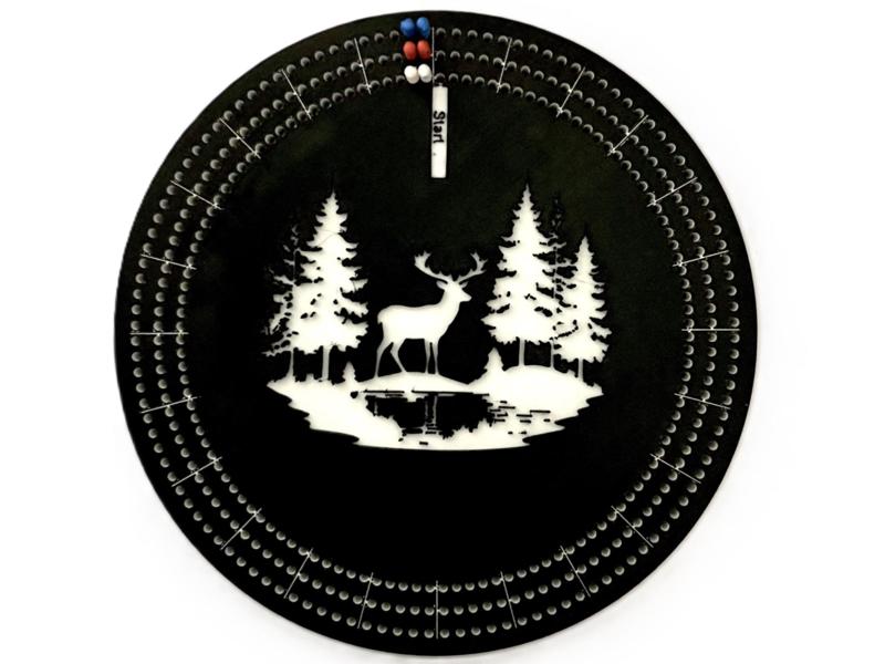 Deer Art Cribbage Board with pegs