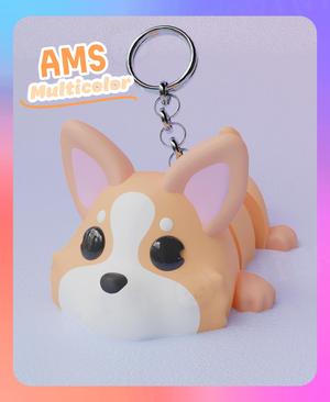 Flexi Corgi Dog Keychain (Multicolor)