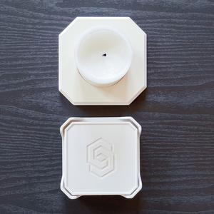 Coaster set with holder- white