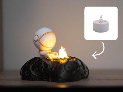 Adorable Astronaut Roasting a Marshmallow on His Asteroid