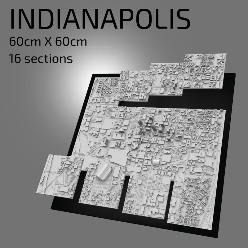 3D Indianapolis | Digital Files | 3D STL File | Indianapolis 3D Map | 3D City Art | 3D Printed Landmark | Model of Skyline | 3D Art
