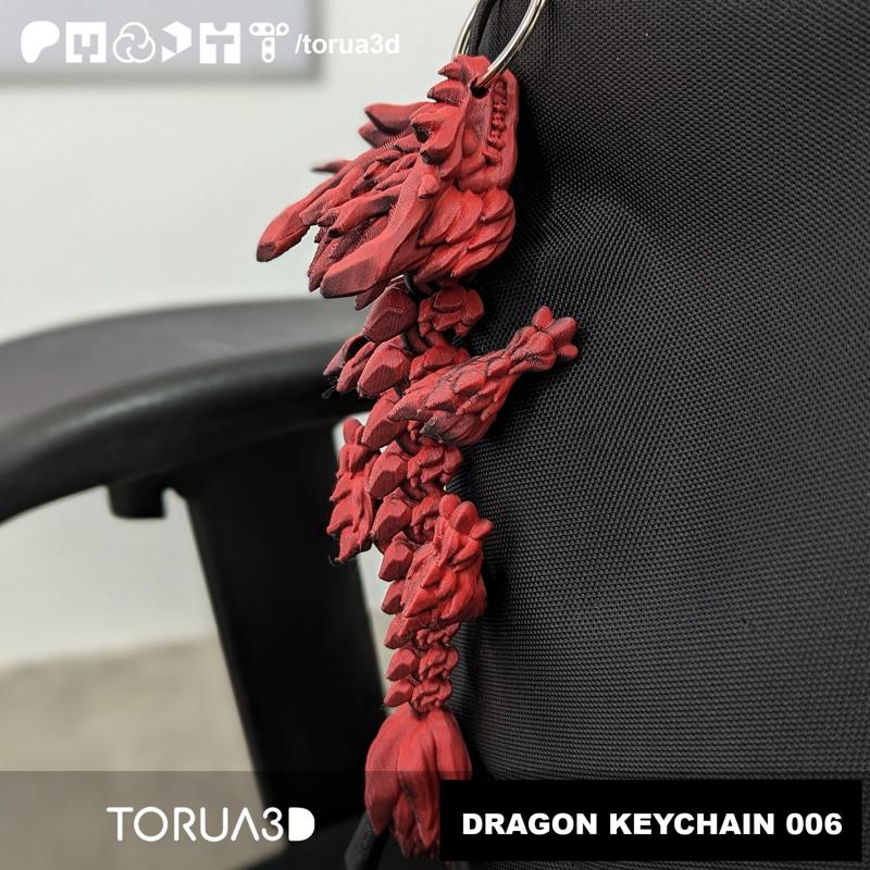 Articulated Dragon Keychain 006 - Print in place - No supports