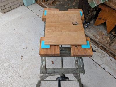Angled workbench dog
