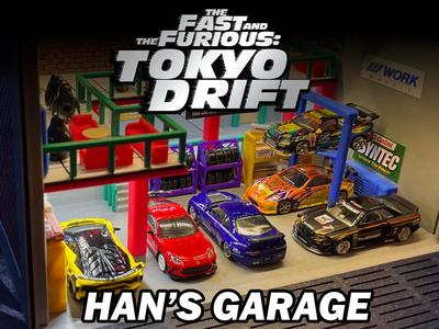 Fast & Furious Tokyo Drift Han's Garage (For Hot Wheels & 1/64 Scale Cars)