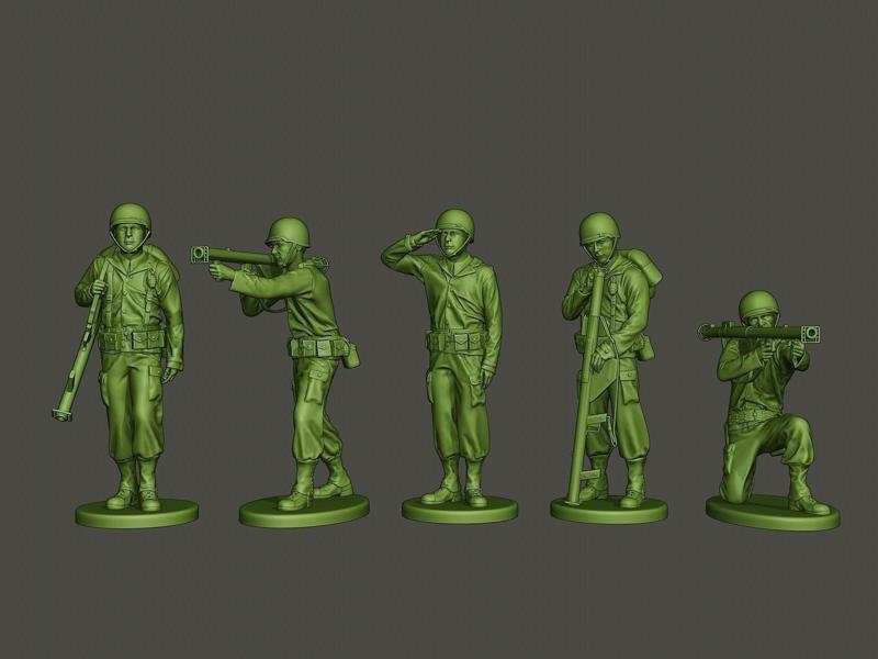 American soldier ww2 A4 Pack 3D Model Collection