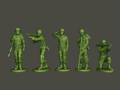 American soldier ww2 A4 Pack 3D Model Collection