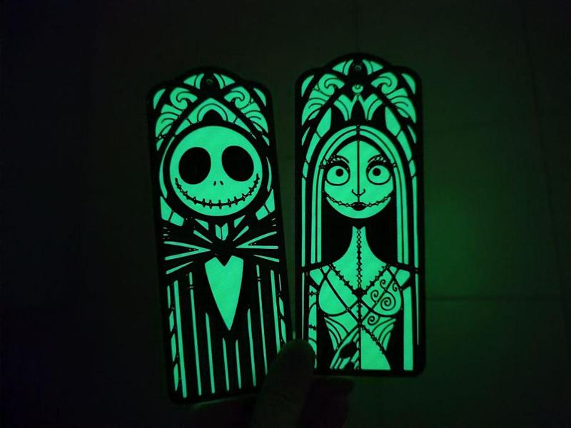 Jack and Sally Glow-in-the-Dark Fan Art – 2D Stained Glass Style - bookmark