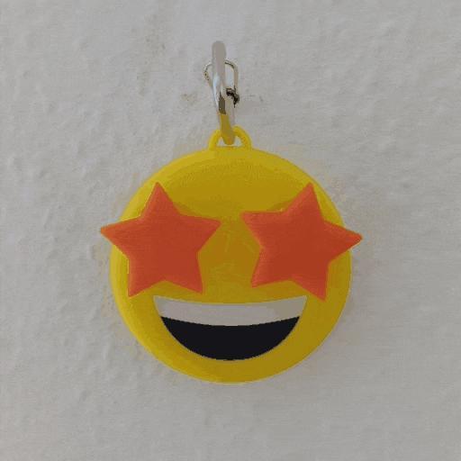 Articulated, print-in-place: grinning emoji with star eyes