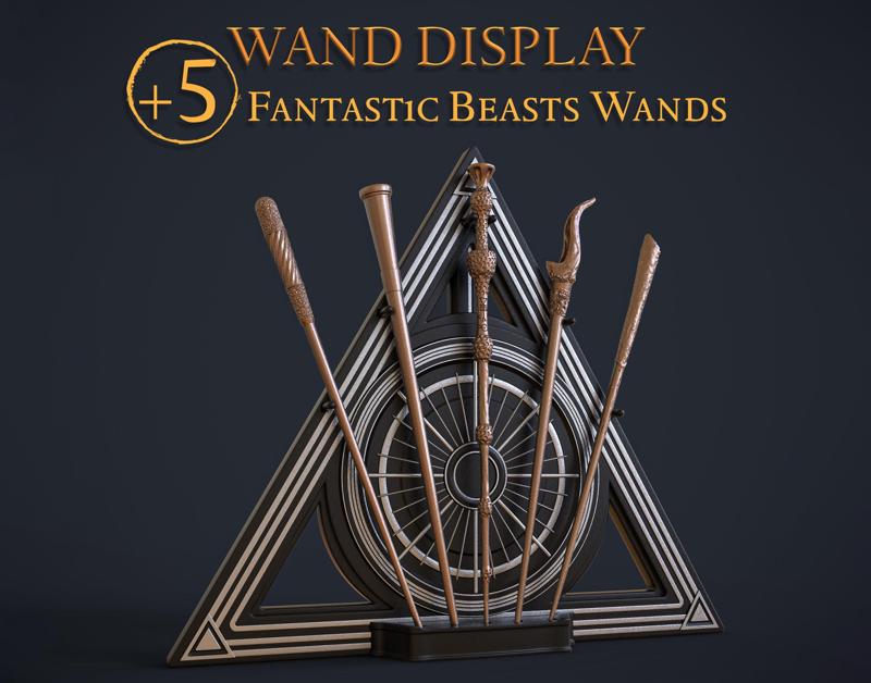 Fantastic Beasts Wands with Deathly Hallows Wand Display