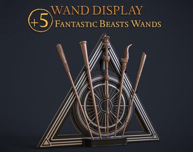 Fantastic Beasts Wands with Deathly Hallows Wand Display