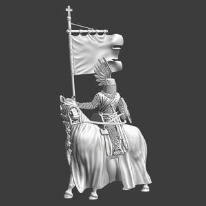 Medieval Winged Knight - Mounted with banner