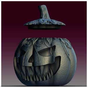Spooky Horror Halloween Classic Pumpkin Jar Planter/ Candy Bucket/ Lamp/ Lantern 3D Printer STL File Format