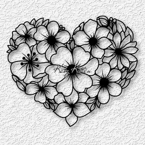 heart made of flowers wall art garden home decor