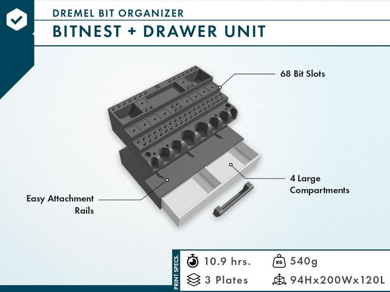 Bitnest - Dremel Bit Organizer with Drawer