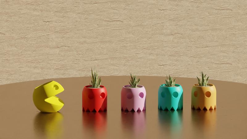 Pacman and Ghosts - Pot Plant