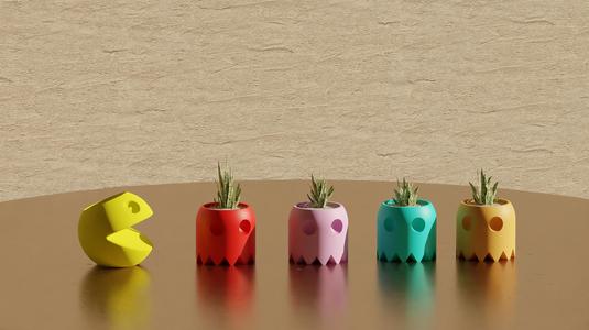 Pacman and Ghosts - Pot Plant