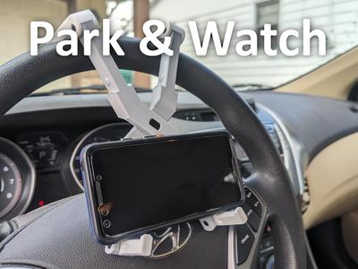 Steering Wheel Phone Stand: Park & Watch