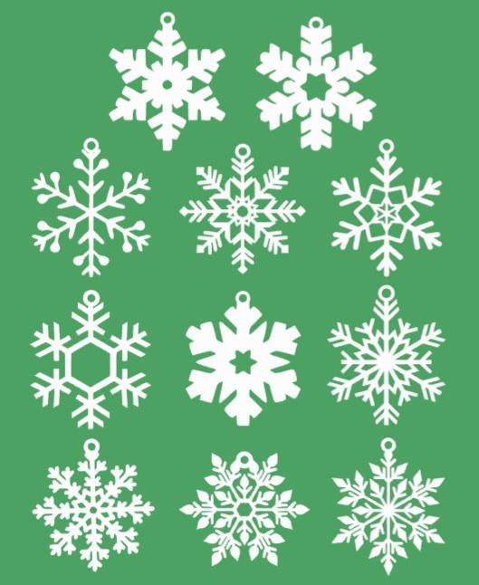 11 Snowflake Ornaments with loops