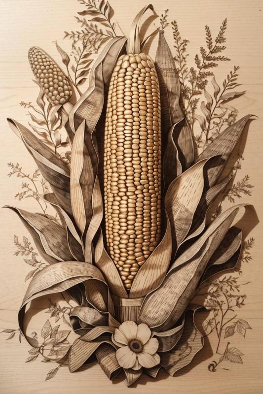 Wood-like Corn Etching - Hueforge Wall Mountable Frame Compatible - Hueforge Print