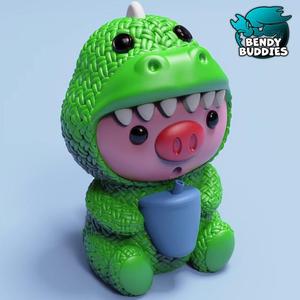 Piggy Dinosaur Costume / Cute Knitted Beast Model / Collectible Pigface Creature Figure / Print-in-Place Statue / Fantasy World Animal / Decoration Monster Encounter