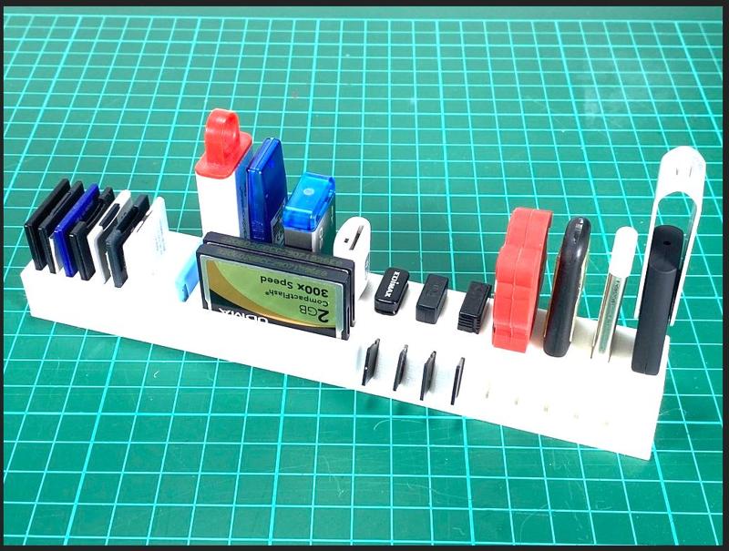 USB and memory card holder