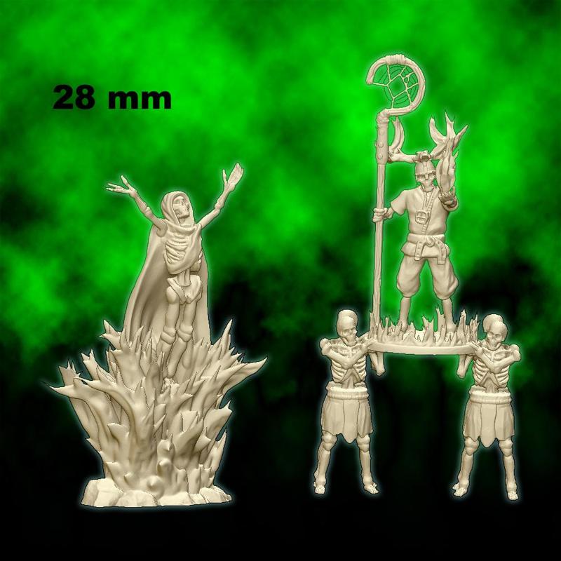 Skeleton necromancers - 28mm for wargame