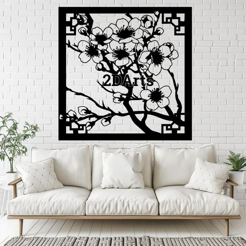 Cherry Blossom 2D Wall Art/Window Art - Digital STL & SVG File for 3D Printing or Laser Cutting