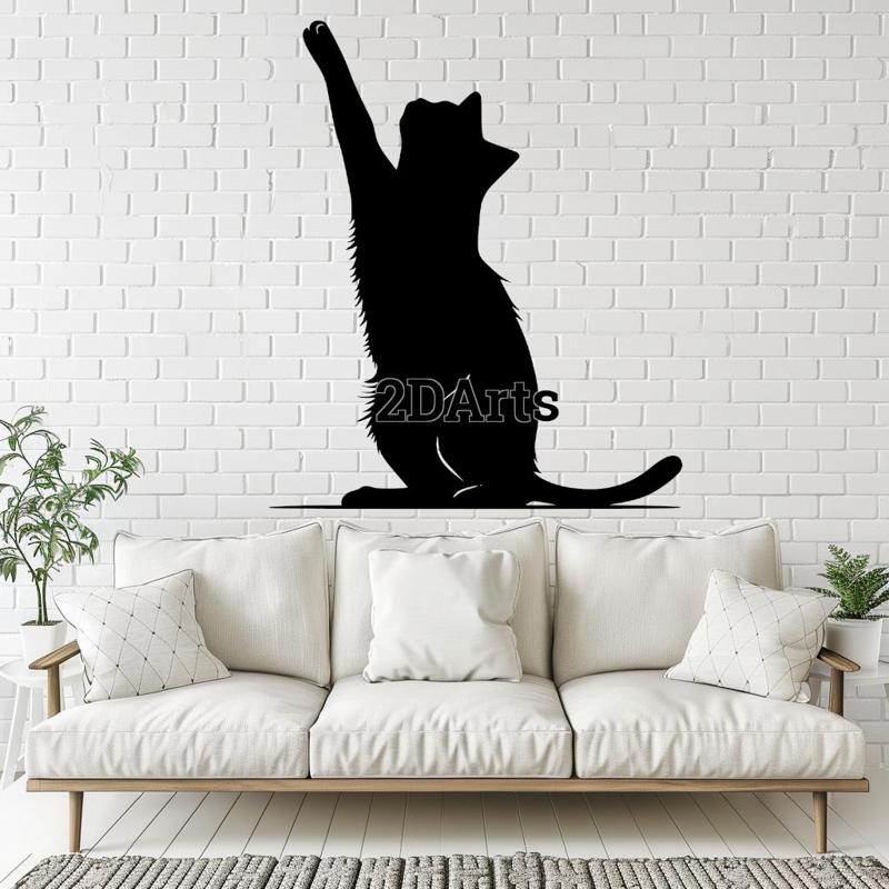 Stretching Cat 2D Wall Art/Window Art - Digital STL & SVG File for 3D Printing or Laser Cutting