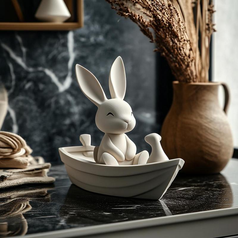 Easter Bunny in Boat – Cute Holiday Decor