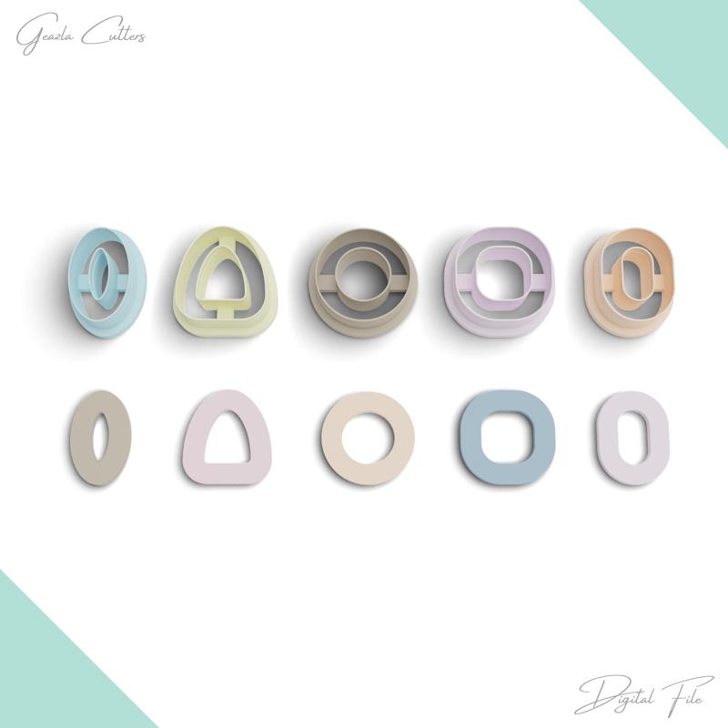 Donut Shapes Polymer Clay Cutter Package, 5 Models, 2 Cutter Version, 5 Sizes Included, No: 866