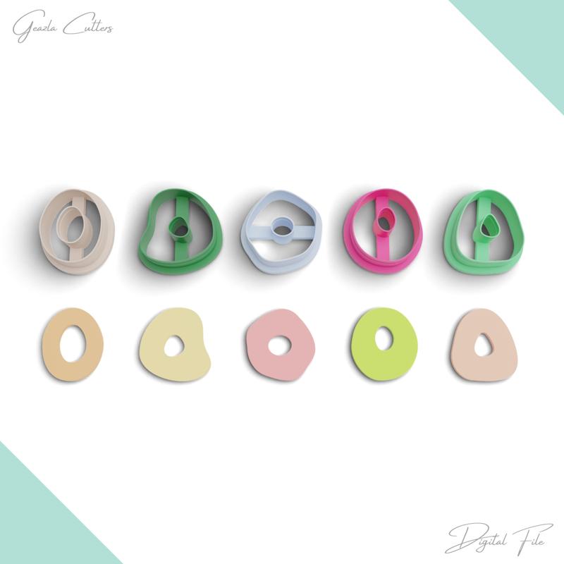 Organic Donuts Polymer Clay Cutter Package, 5 Models, 2 Cutter Version, 5 Sizes Included, No: 868