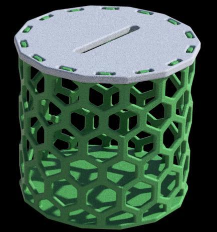 14-sided (tetradecagon) hexagonal piggy bank
