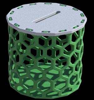 14-sided (tetradecagon) hexagonal piggy bank