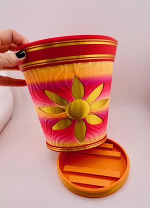 Carved Peachy Sunrise Pot