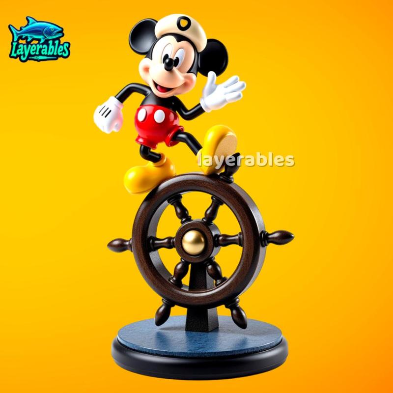Mickey Mouse STL File – Steamboat Willie 3D Print – Classic Cartoon Figurine Model