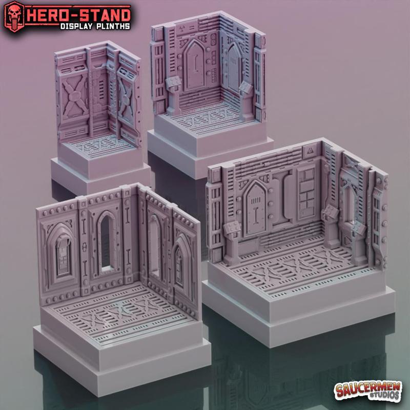 Hero-Stand Display Plinths - GrimDark Chambers (Square)