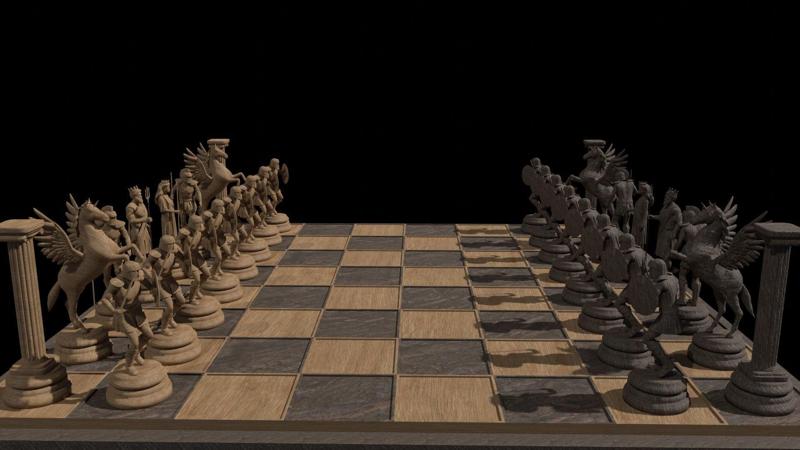 Chess Set - Greek Mythology Pieces Low-poly