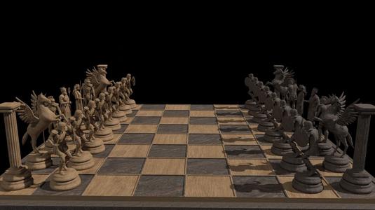 Chess Set - Greek Mythology Pieces Low-poly