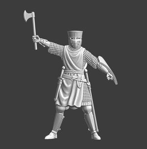 Medieval Crusader knight - raised axe