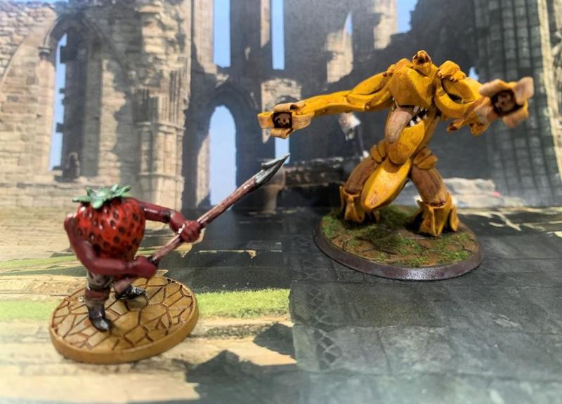 28mm Strawbarian Knight with Golem Pike